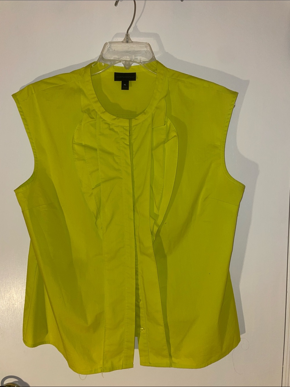 Worthington Citrus Lime SL Ruffle Buttoned Blouse XL